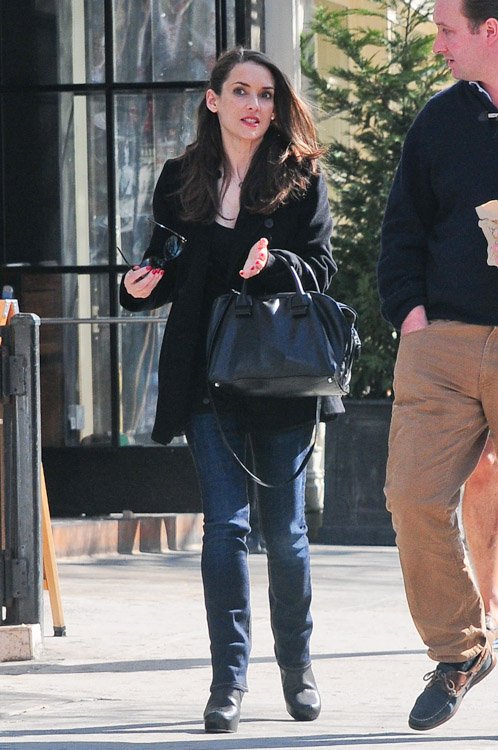 Reference image illustrating Winona Ryder Spotted with the Marc Jacobs Antonia Satchel in NYC – A Friend’s Tribute