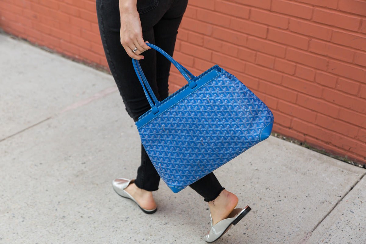 Reference image illustrating Goyard Bellechasse PM Tote Review: Why the Blue Canvas Bag Is a Summer Essential