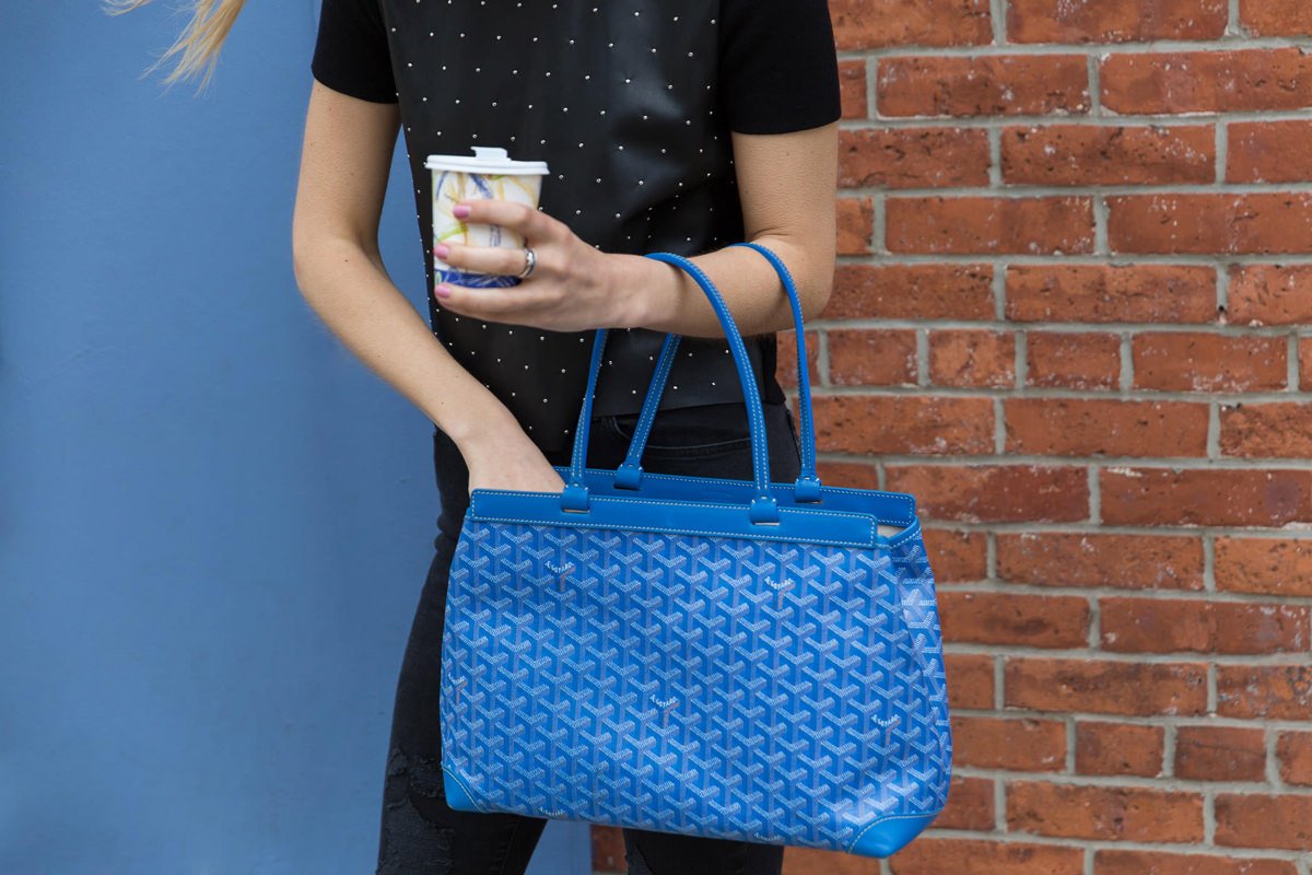 Reference image illustrating Goyard Bellechasse PM Tote Review: Why the Blue Canvas Bag Is a Summer Essential