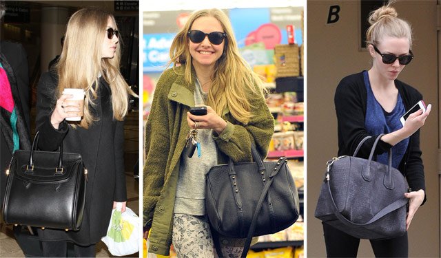 Reference image illustrating Amanda Seyfried's Handbag Collection: Givenchy, Prada, Chanel & More