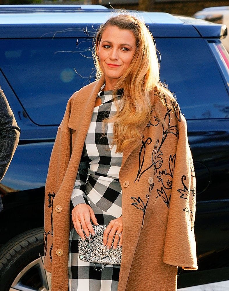 Reference image illustrating Blake Lively’s Best Designer Handbags: Chanel, Judith Leiber & More from Her Press Tour