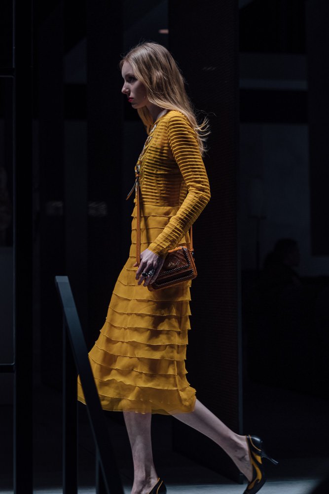 Reference image illustrating Bottega Veneta Fall 2018: Oversized Silhouettes and Vibrant Hues Take Center Stage