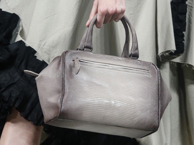 Reference image illustrating Bottega Veneta Spring 2014 Handbags: A Dark, Muted Collection of Luxe Duffels and Exotic Leathers