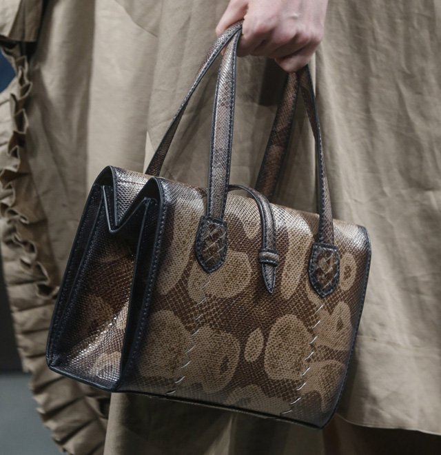 Reference image illustrating Bottega Veneta Spring 2014 Handbags: A Dark, Muted Collection of Luxe Duffels and Exotic Leathers