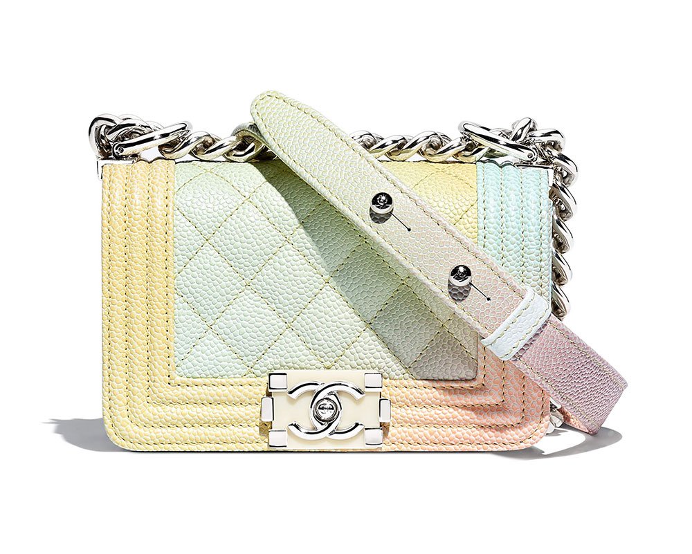 Reference image illustrating Chanel Rainbow Boy Bag Returns for Spring 2018 Pre-Collection with a New Mini Size