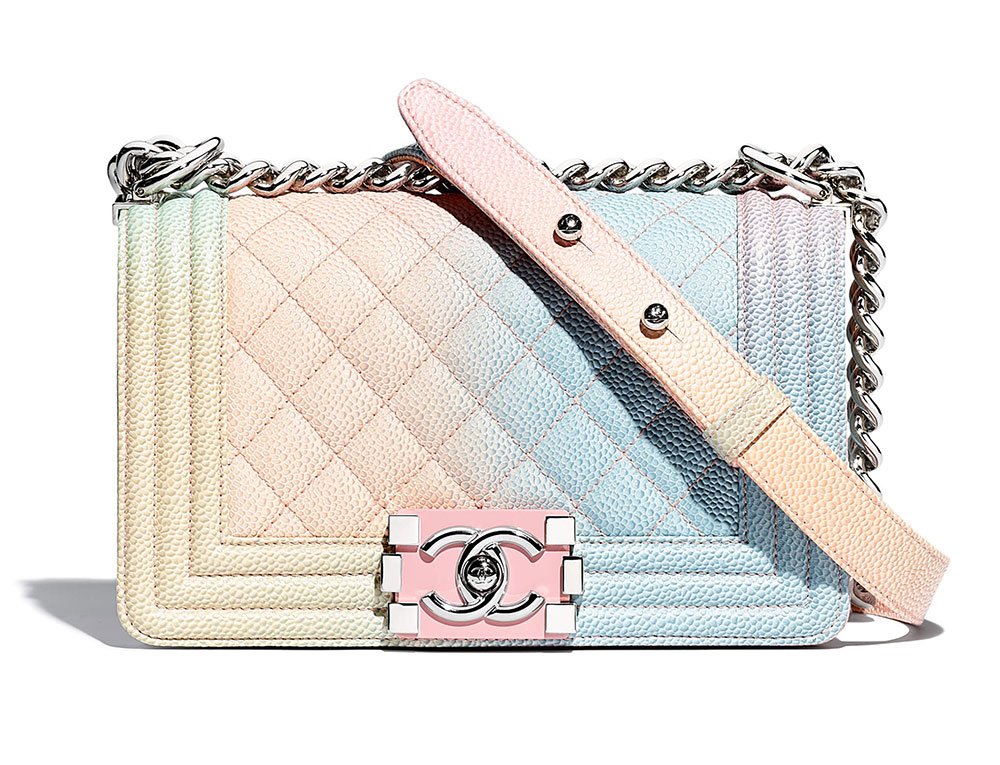 Reference image illustrating Chanel Rainbow Boy Bag Returns for Spring 2018 Pre-Collection with a New Mini Size