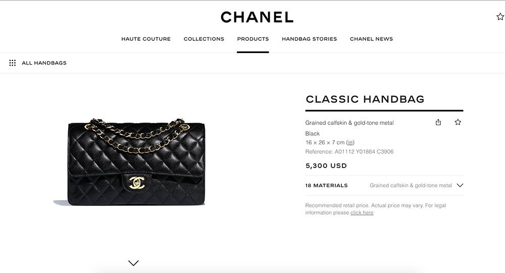 Reference image illustrating Chanel Website Redesign Hints at Online Handbag Sales Despite Official Denials