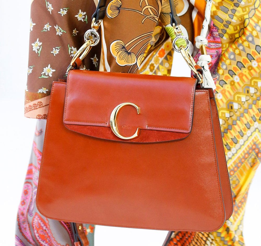 Reference image illustrating Chloé Spring 2019 Handbags: Bold C Logo Hardware and the Return of the Marcie