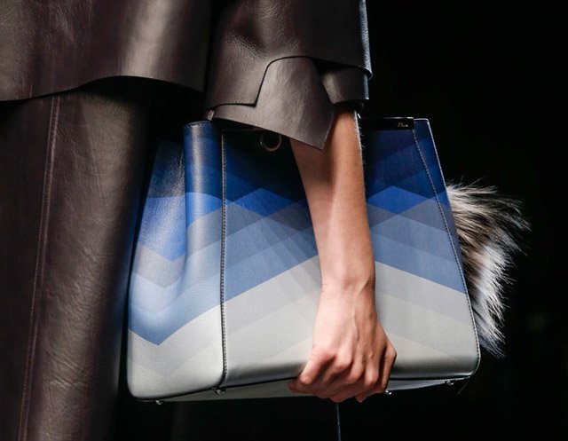 Reference image illustrating Fendi Spring 2014 Handbags: Geometric Leather and Playful Fur Charms
