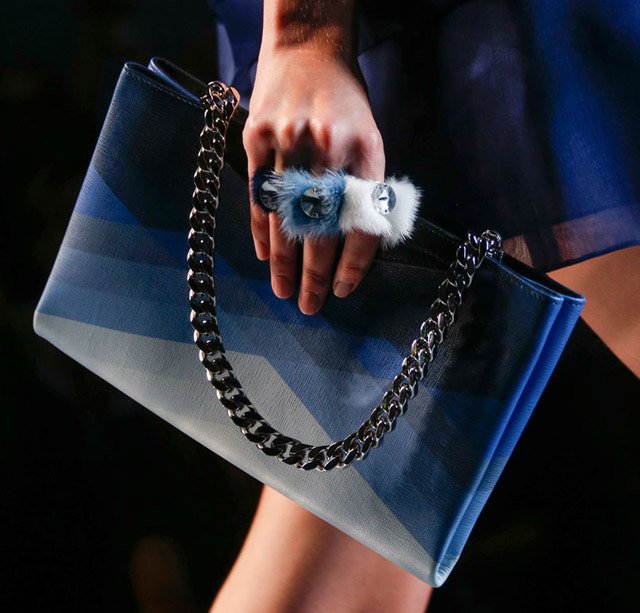 Reference image illustrating Fendi Spring 2014 Handbags: Geometric Leather and Playful Fur Charms