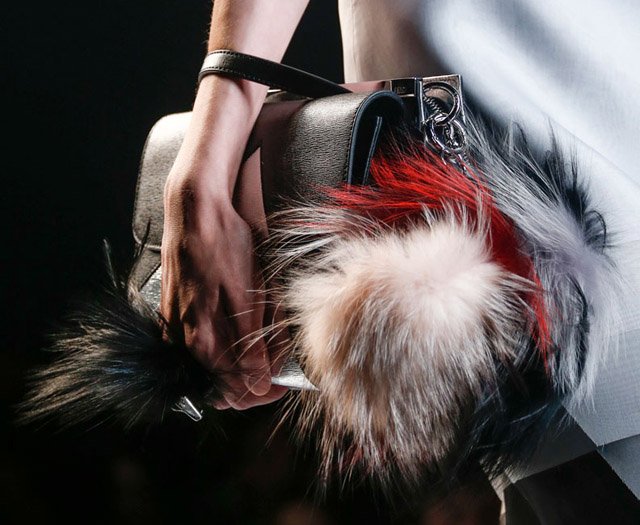 Reference image illustrating Fendi Spring 2014 Handbags: Geometric Leather and Playful Fur Charms
