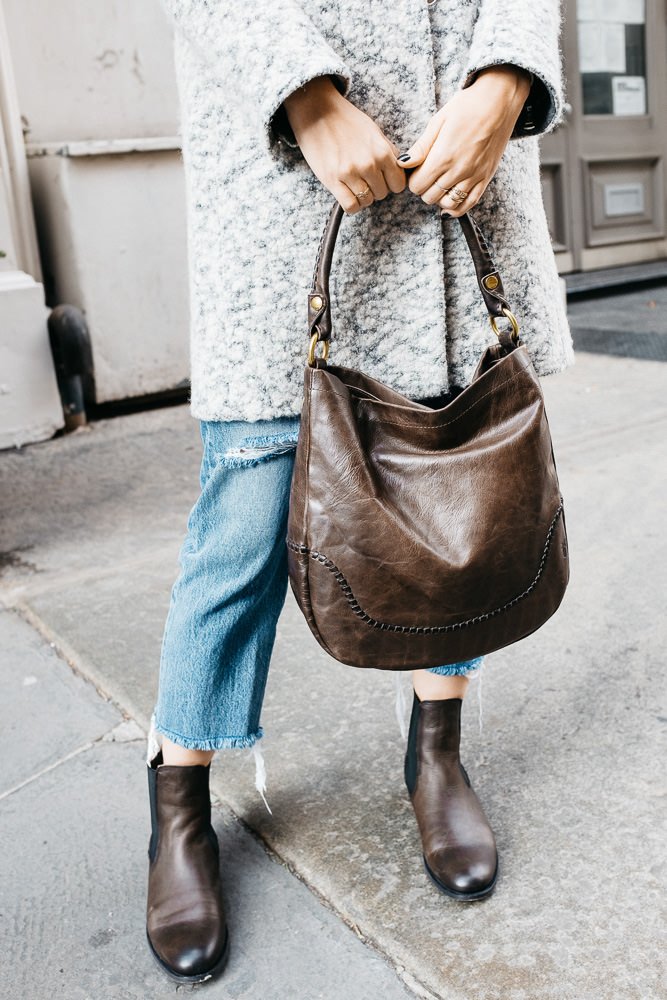 Reference image illustrating Frye Melissa Collection Review: Whipstitch Hobo, Tote & Chelsea Boots