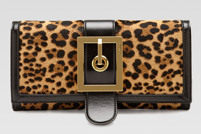 Reference image illustrating Gucci Fall 2013: Bold Lady Buckle Hardware and Jaguar Print Handbags