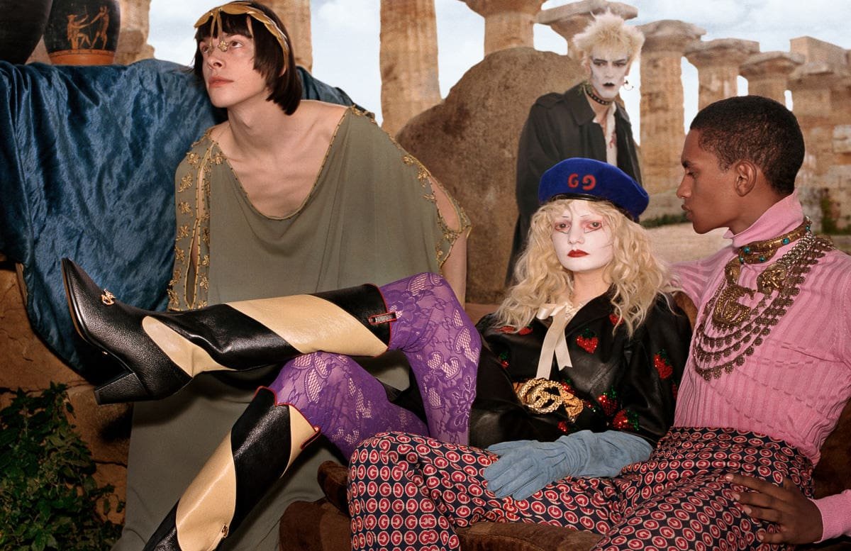 Reference image illustrating Gucci Pre-Fall 2019 Campaign: Ancient Ruins Meet Modern Handbags in Sicily