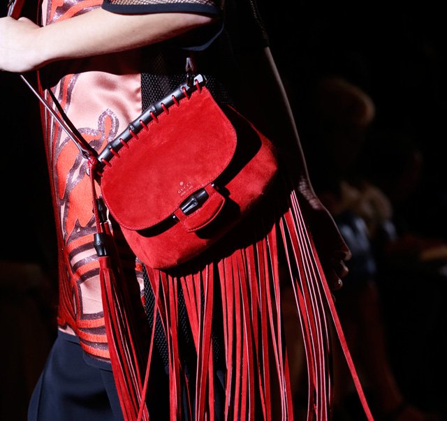 Reference image illustrating Gucci Spring 2014 Handbags: Fringe Takes Center Stage on the Runway