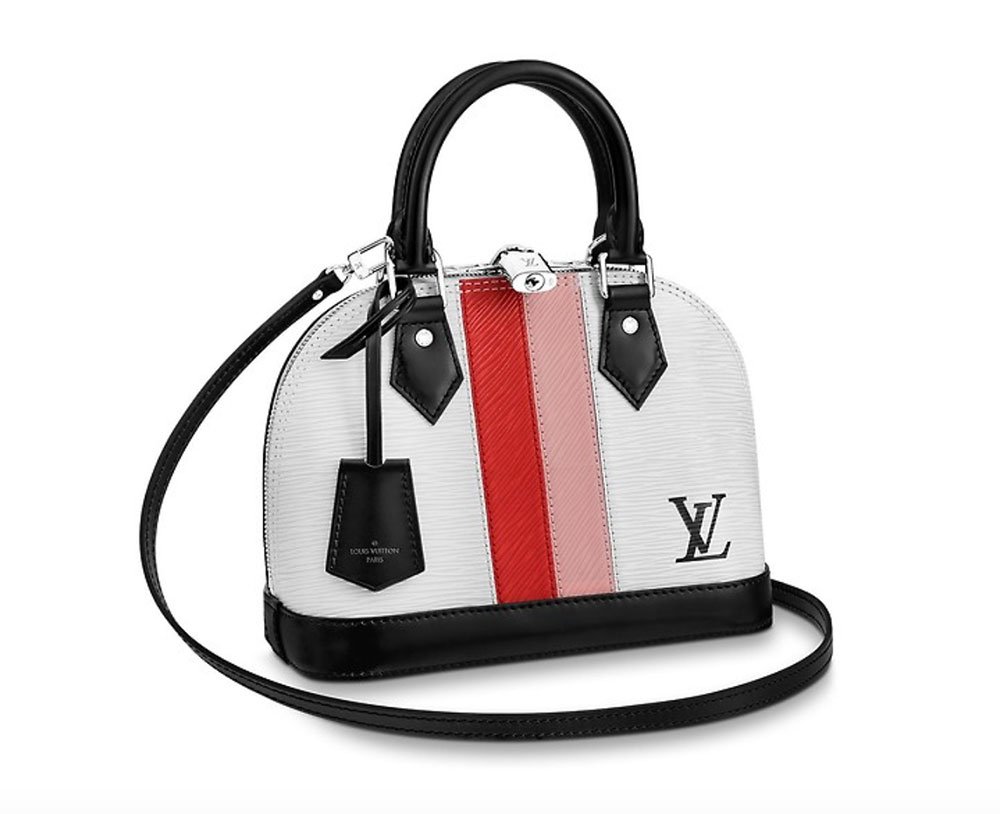 Reference image illustrating Louis Vuitton Fall 2018 Bags: Classic Silhouettes Meet Bold Stripes in Monogram and Epi Leather