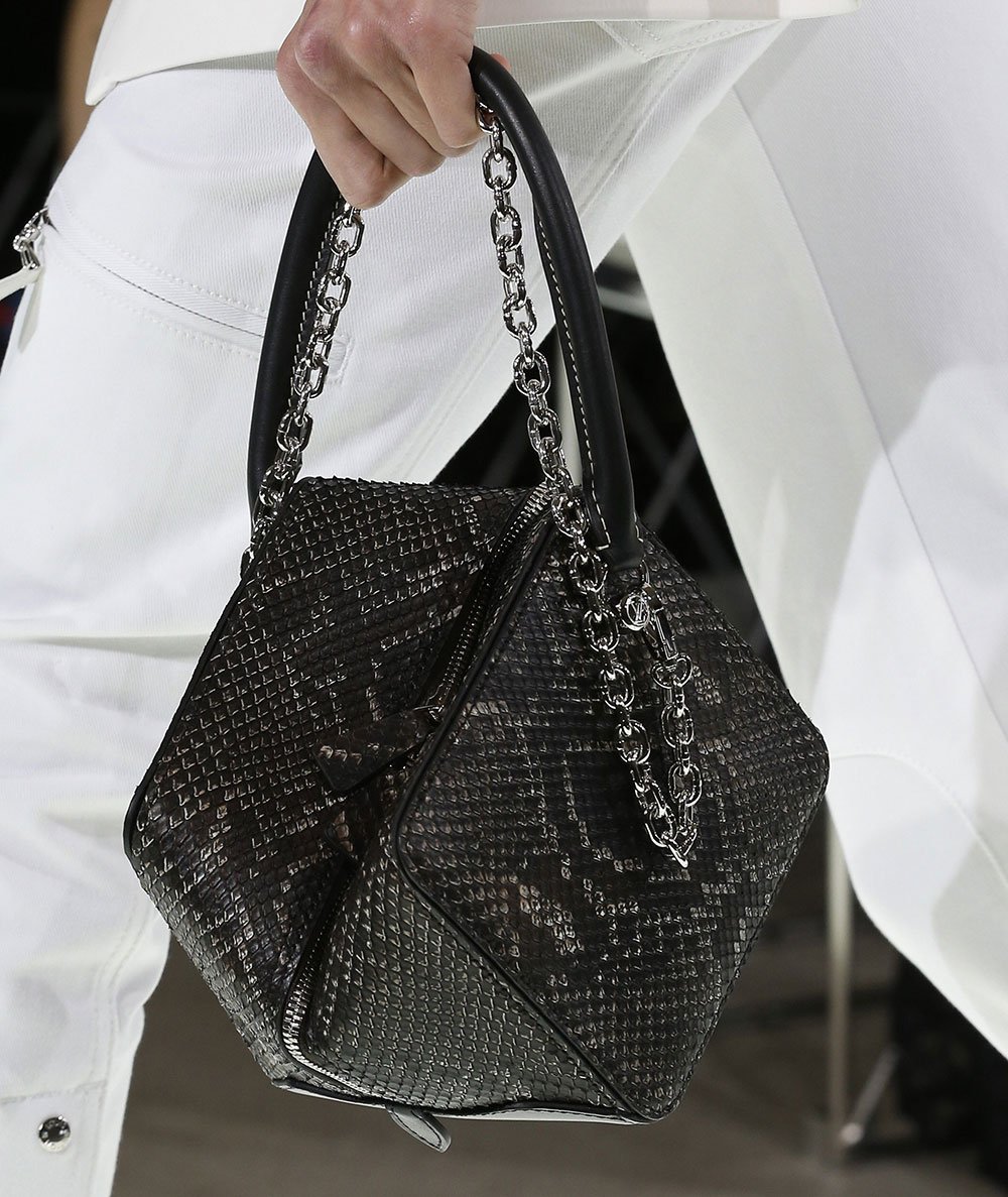 Reference image illustrating Louis Vuitton Spring 2018 Runway Bags: Angular Shapes and a Streamlined Speedy