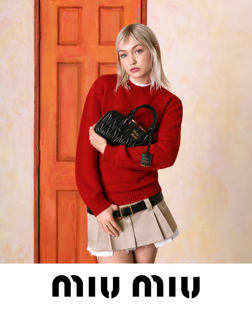 Reference image illustrating Miu Miu Arcadie Bag: Gigi Hadid Stars in the New Matelassé Campaign