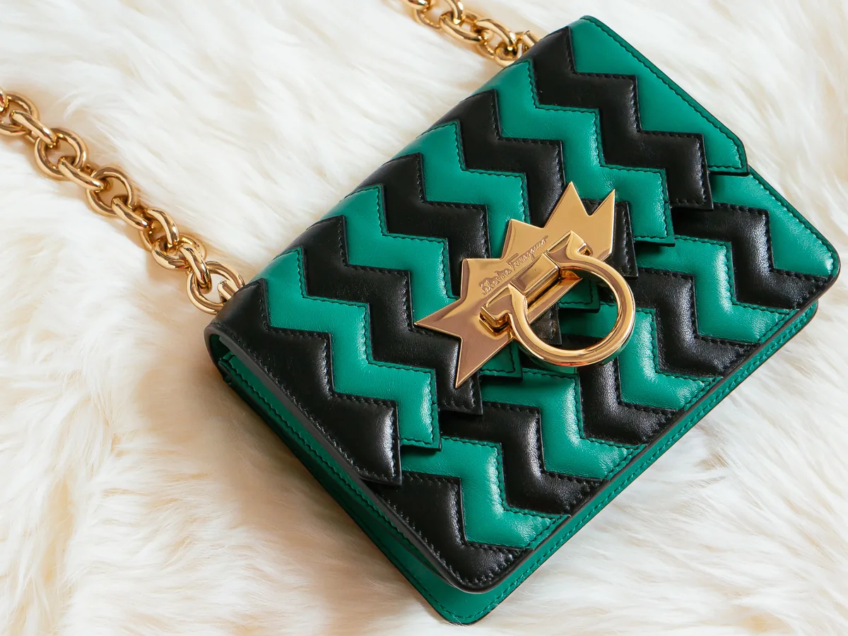 Reference image illustrating Salvatore Ferragamo ZigZag Mini Flap Bag Review: A Bold Summer Essential