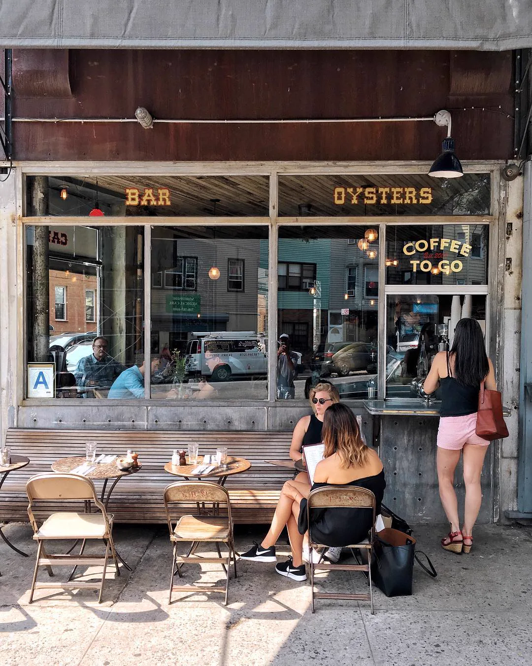 Reference image illustrating Summer Brunch in Brooklyn: Mansur Gavriel and Chloé Bags at Five Leaves Cafe