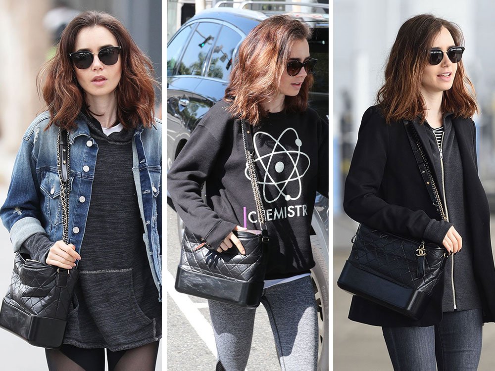 Reference image illustrating Why Lily Collins Can’t Put Down Her Chanel Gabrielle Bag: A Street Style Obsession