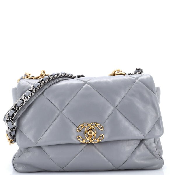 Reference image illustrating Chanel 19 Flap Bag Quilted Leather Large: A Comprehensive Guide