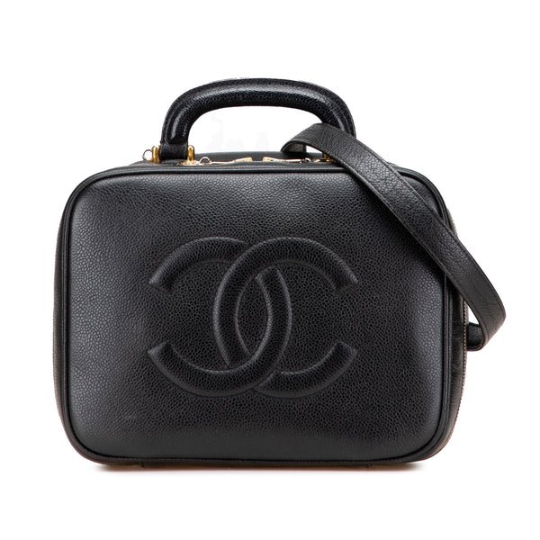 Reference image illustrating The Chanel Vintage Timeless Zip Around Vanity Case Caviar Medium: A Collector’s Guide