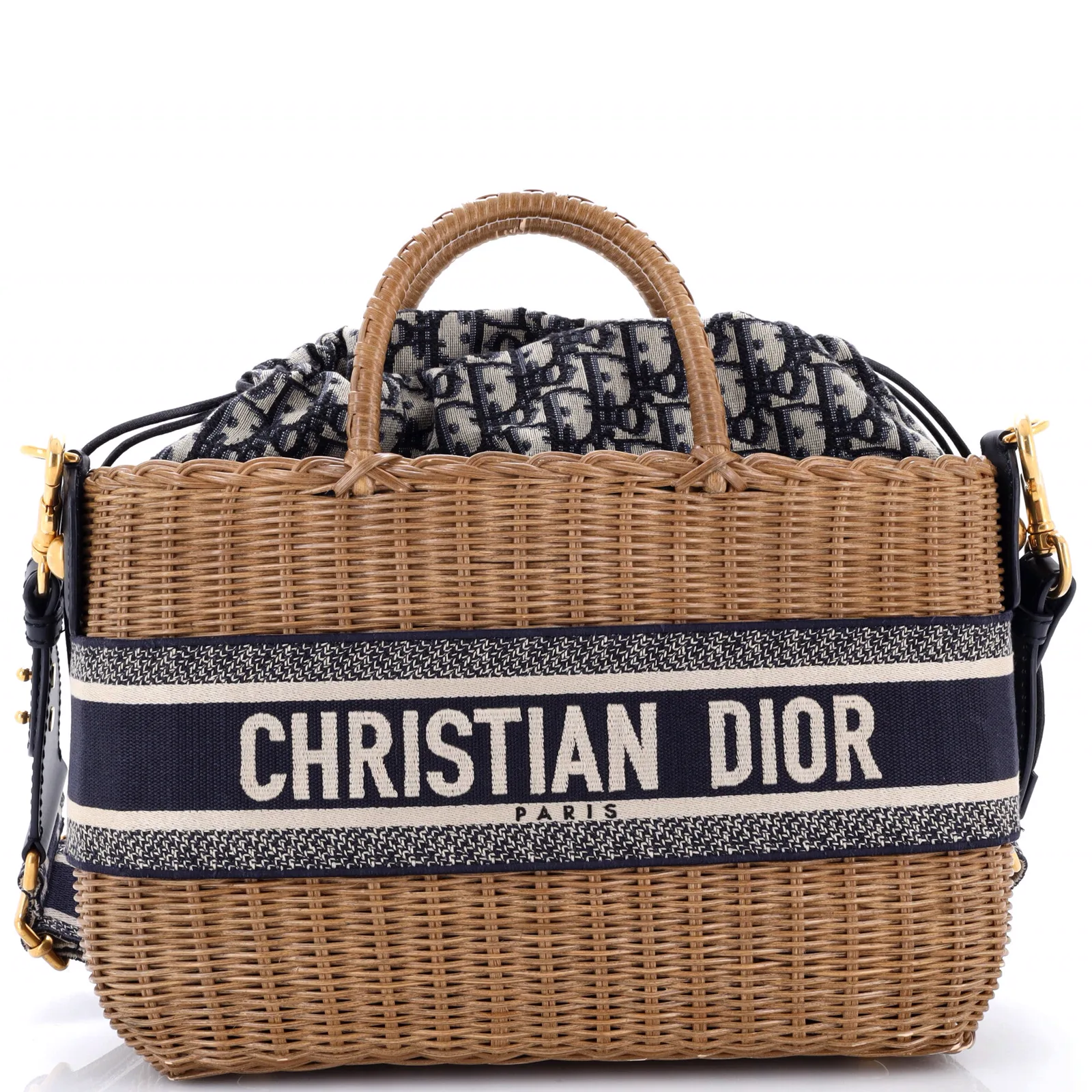 Christian Dior Basket Bag Wicker and Oblique Canvas Large: A Timeless Summer Icon thumbnail