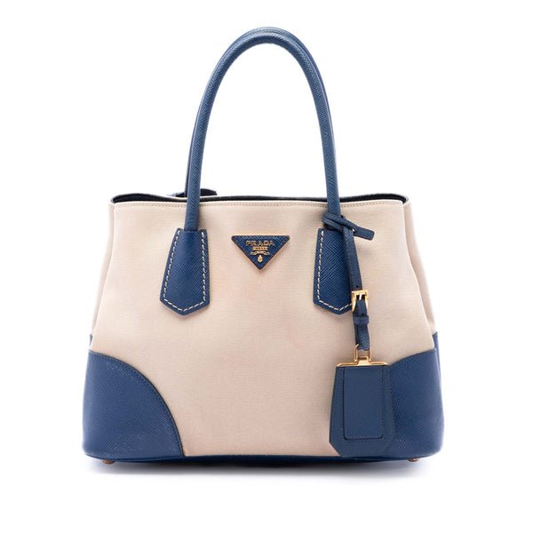 Reference image illustrating Prada Cuir Double Tote Canvas and Saffiano Leather Small: A Comprehensive Guide